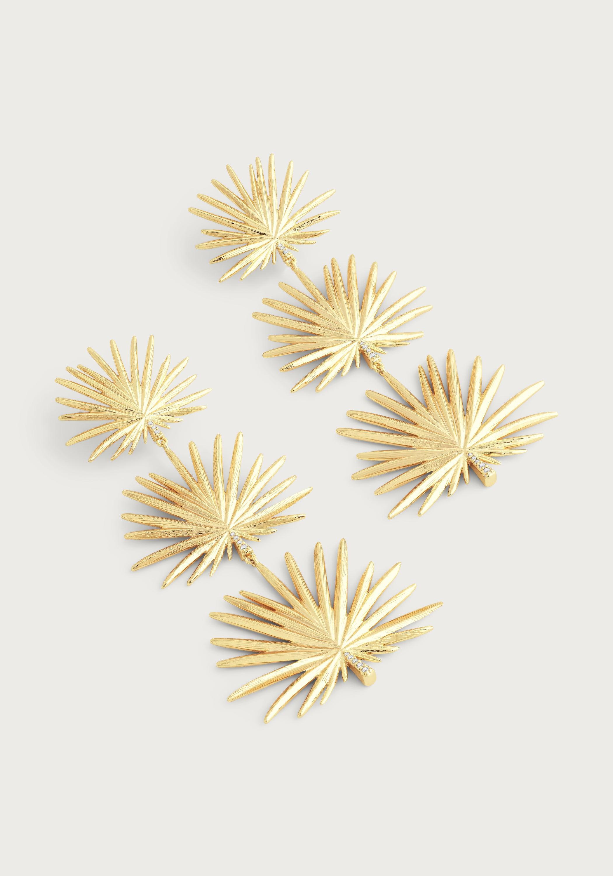 Triple Fan Palm Dangle Earrings - Anabel Aram