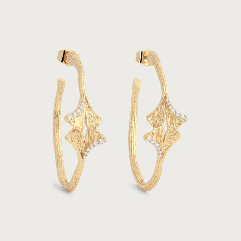 Ginkgo Hoop Earrings - Anabel Aram