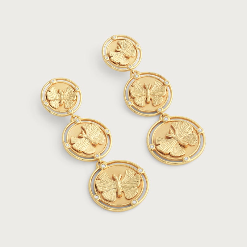 Butterfly Coin Drop Earrings - Anabel Aram