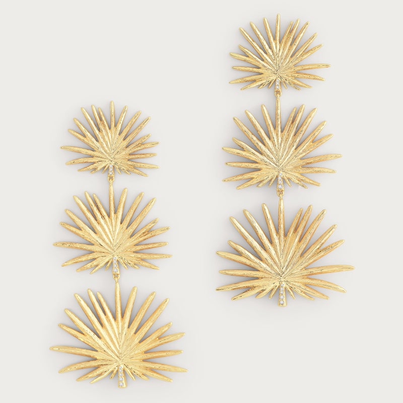 Triple Fan Palm Dangle Earrings - Anabel Aram