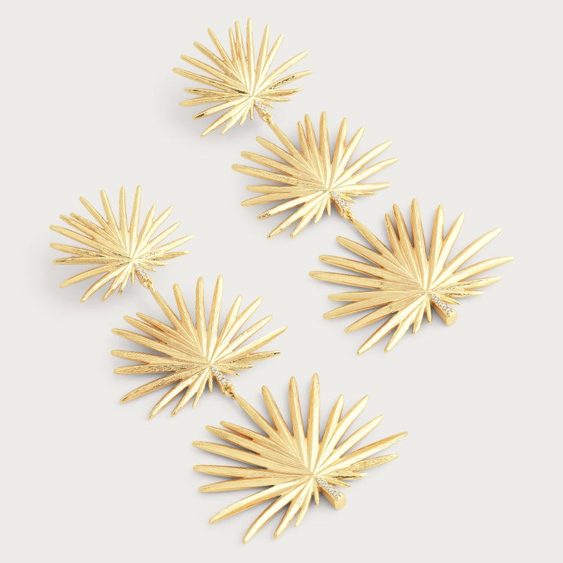 Triple Fan Palm Dangle Earrings - Anabel Aram