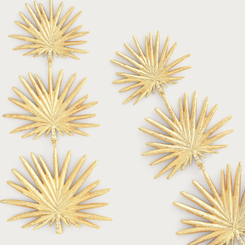 Triple Fan Palm Dangle Earrings - Anabel Aram
