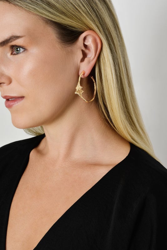 Ginkgo Hoop Earrings - Anabel Aram
