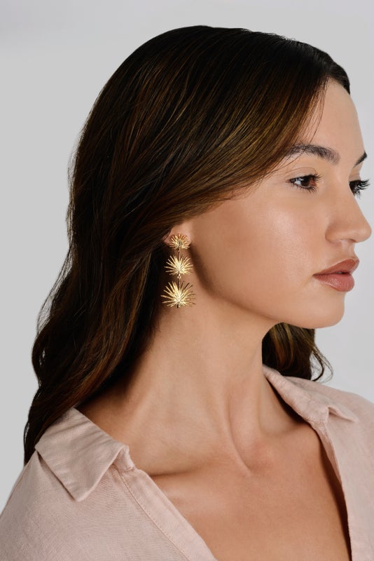 Triple Fan Palm Dangle Earrings - Anabel Aram