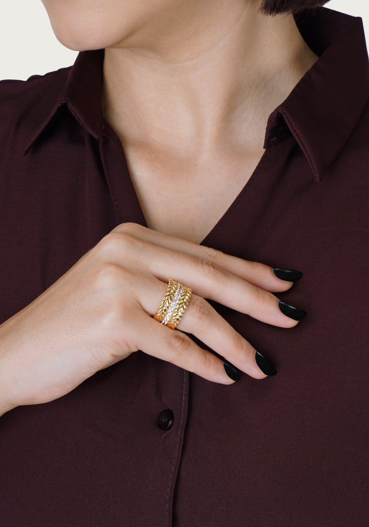 Palm Chain Stack Cheval Chain Stack Ring, Gold - Anabel Aram