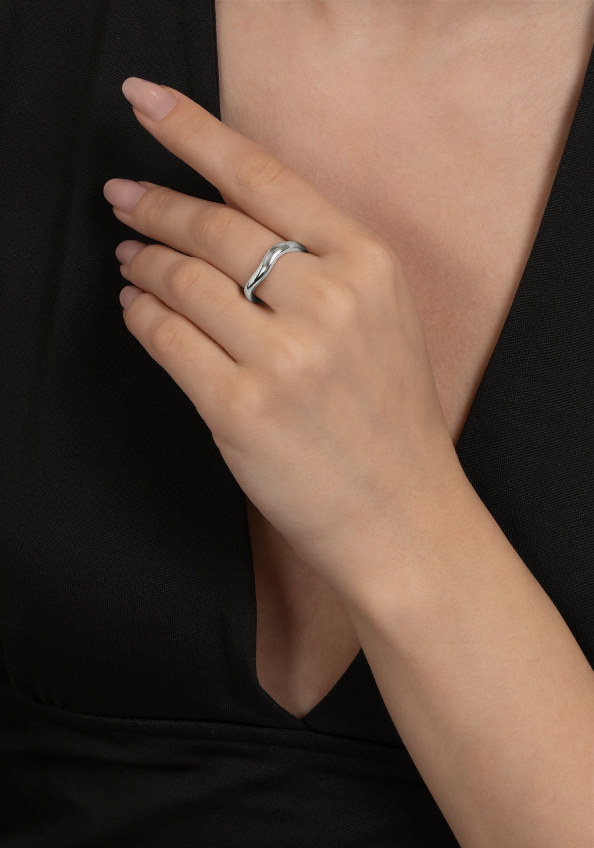 River Wave Ring, Silver