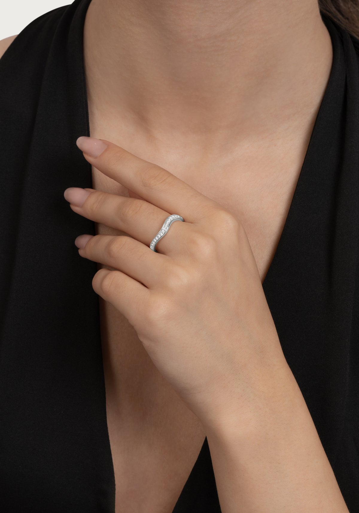 River Pave Wave Ring, Silver