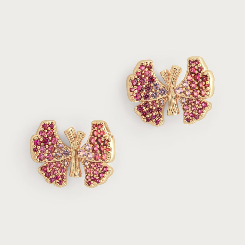 Butterfly Pink Pavé Stud Earrings - Anabel Aram
