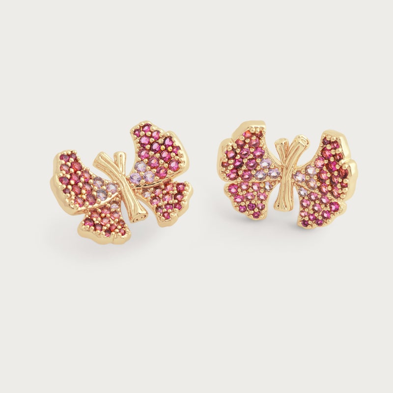 Butterfly Pink Pavé Stud Earrings - Anabel Aram