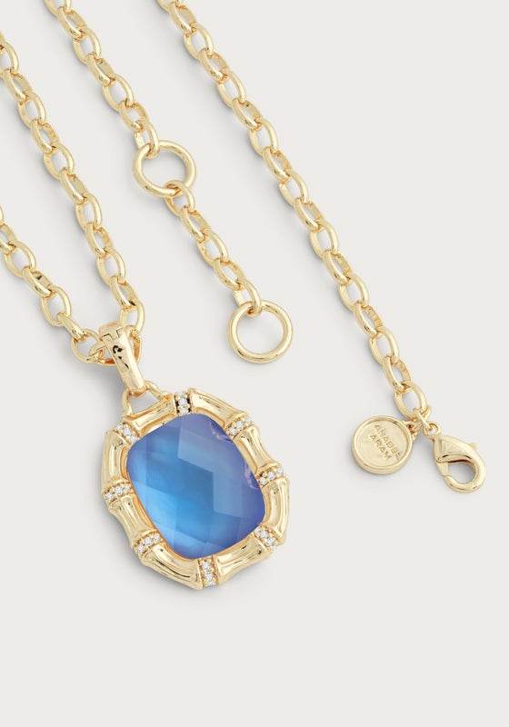 Bamboo With Stone Pendant Necklace - Gemstones - Anabel Aram