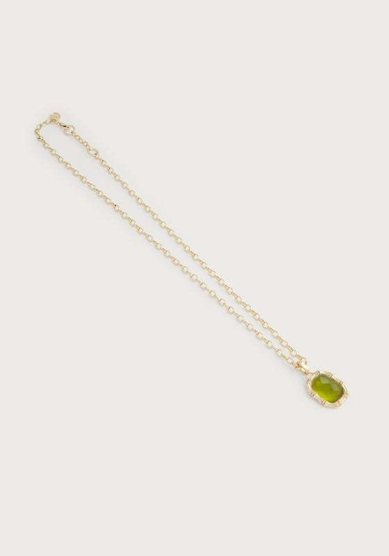 Bamboo With Stone Pendant Necklace - Gemstones - Anabel Aram