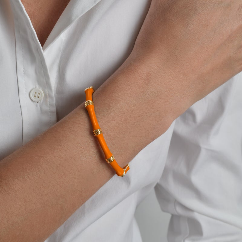 Bamboo Enameled Hinged Bangle - Anabel Aram