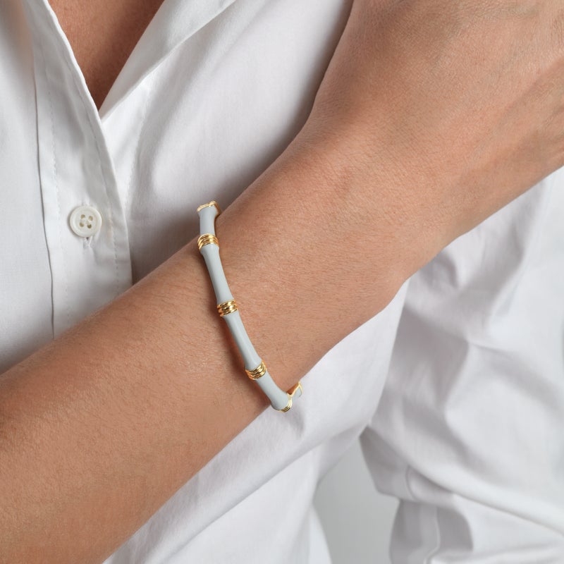 Bamboo Enameled Hinged Bangle