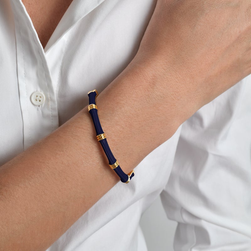 Bamboo Enameled Hinged Bangle - Anabel Aram