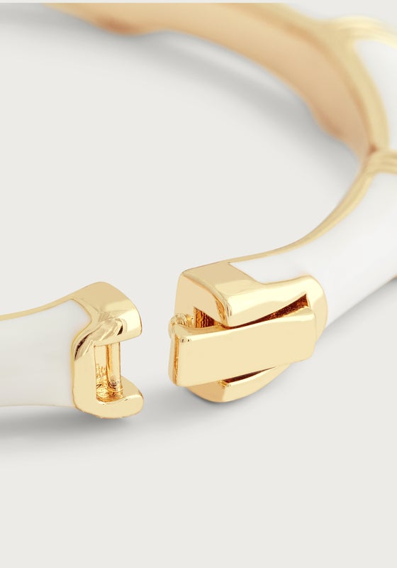 Bamboo Enameled Hinged Bangle - Anabel Aram