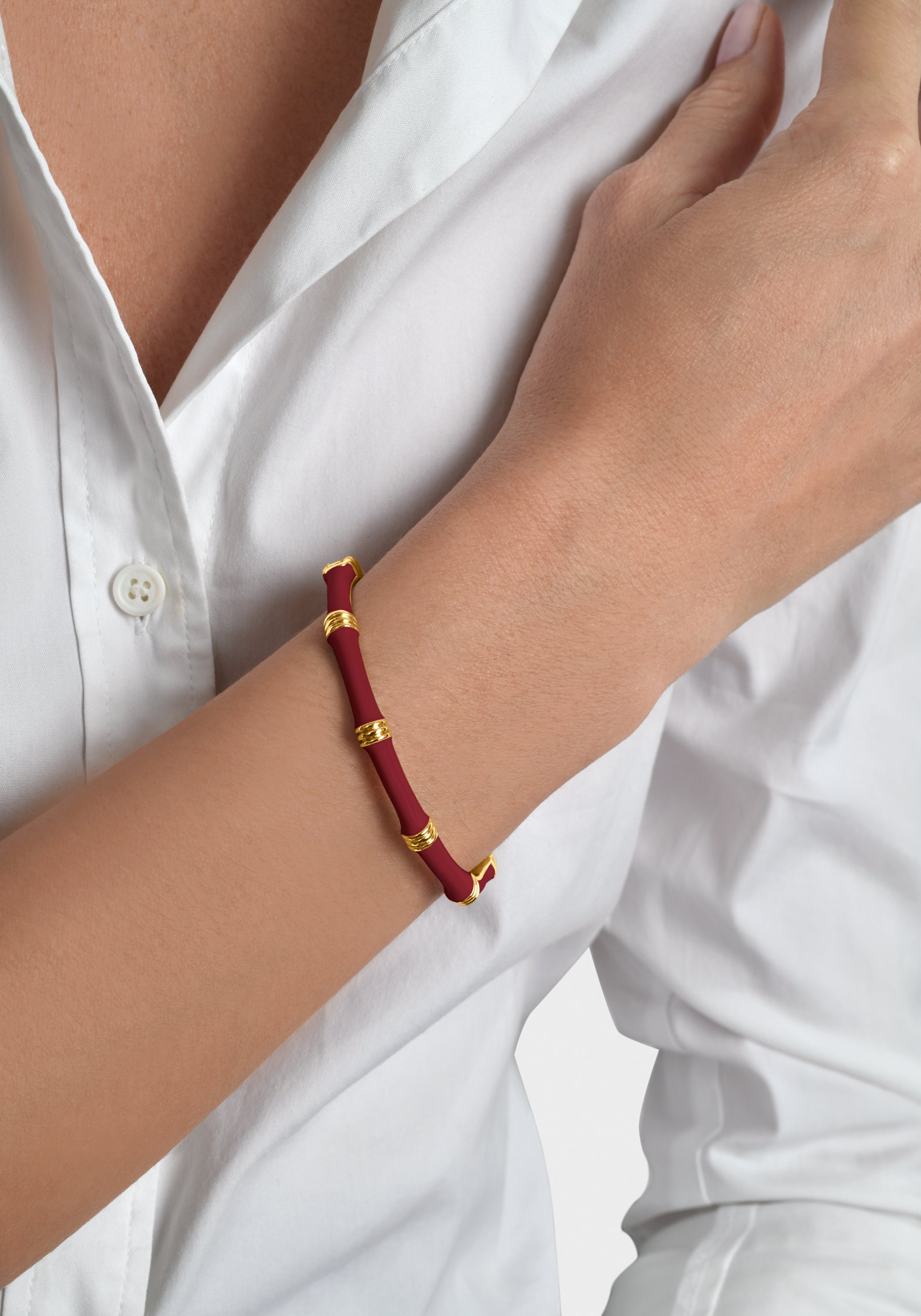 Bamboo Enameled Hinged Bangle