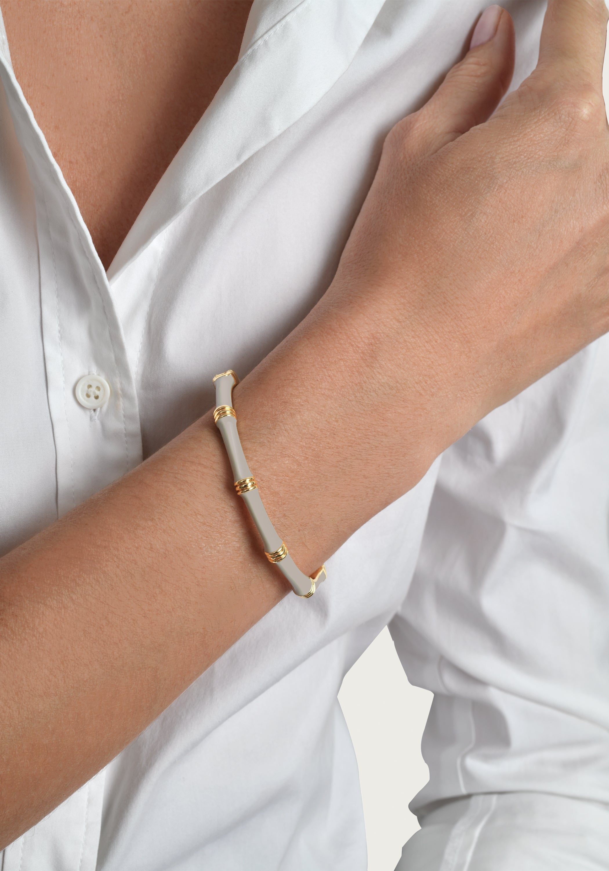 Bamboo Enameled Hinged Bangle