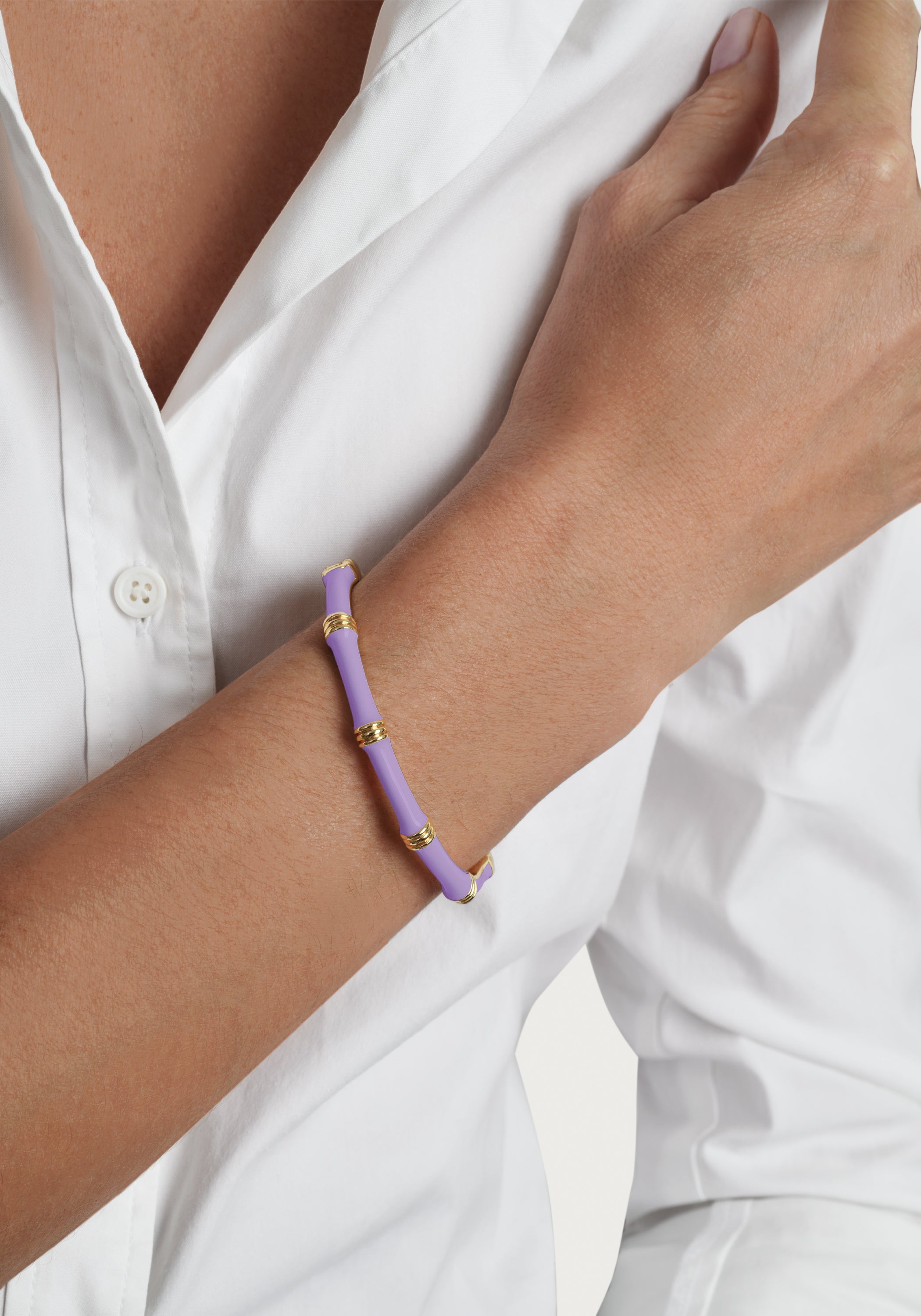 Bamboo Enameled Hinged Bangle