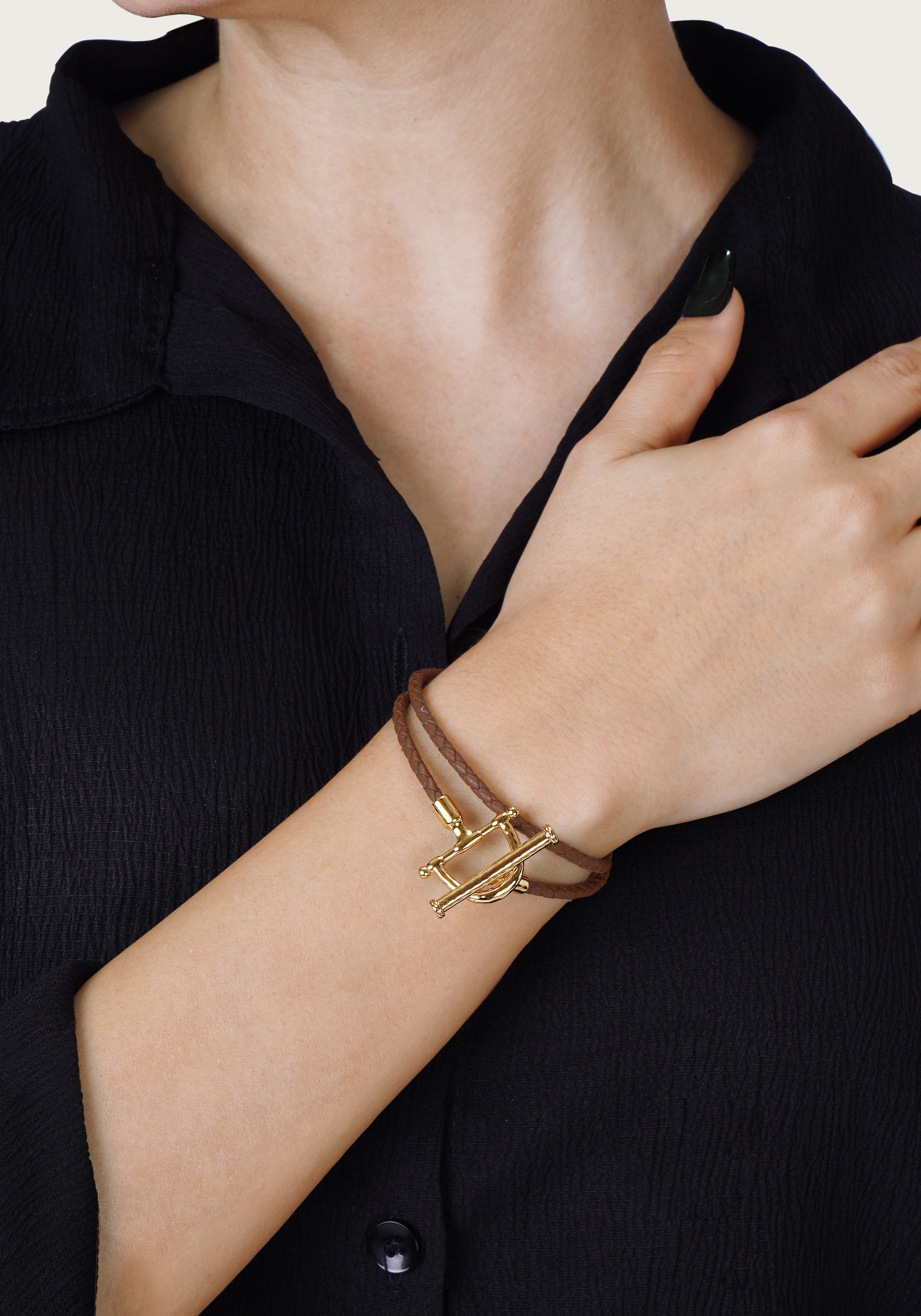 Cheval Leather Wrap Bracelet, Gold