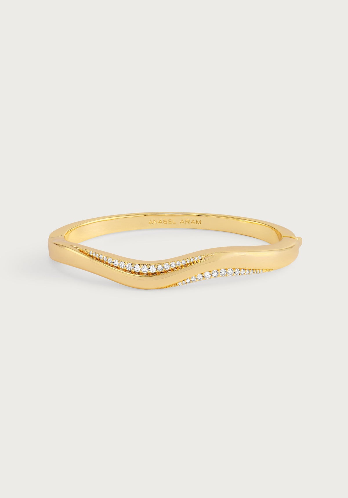River Pave Slim Hinged Bangle, Gold