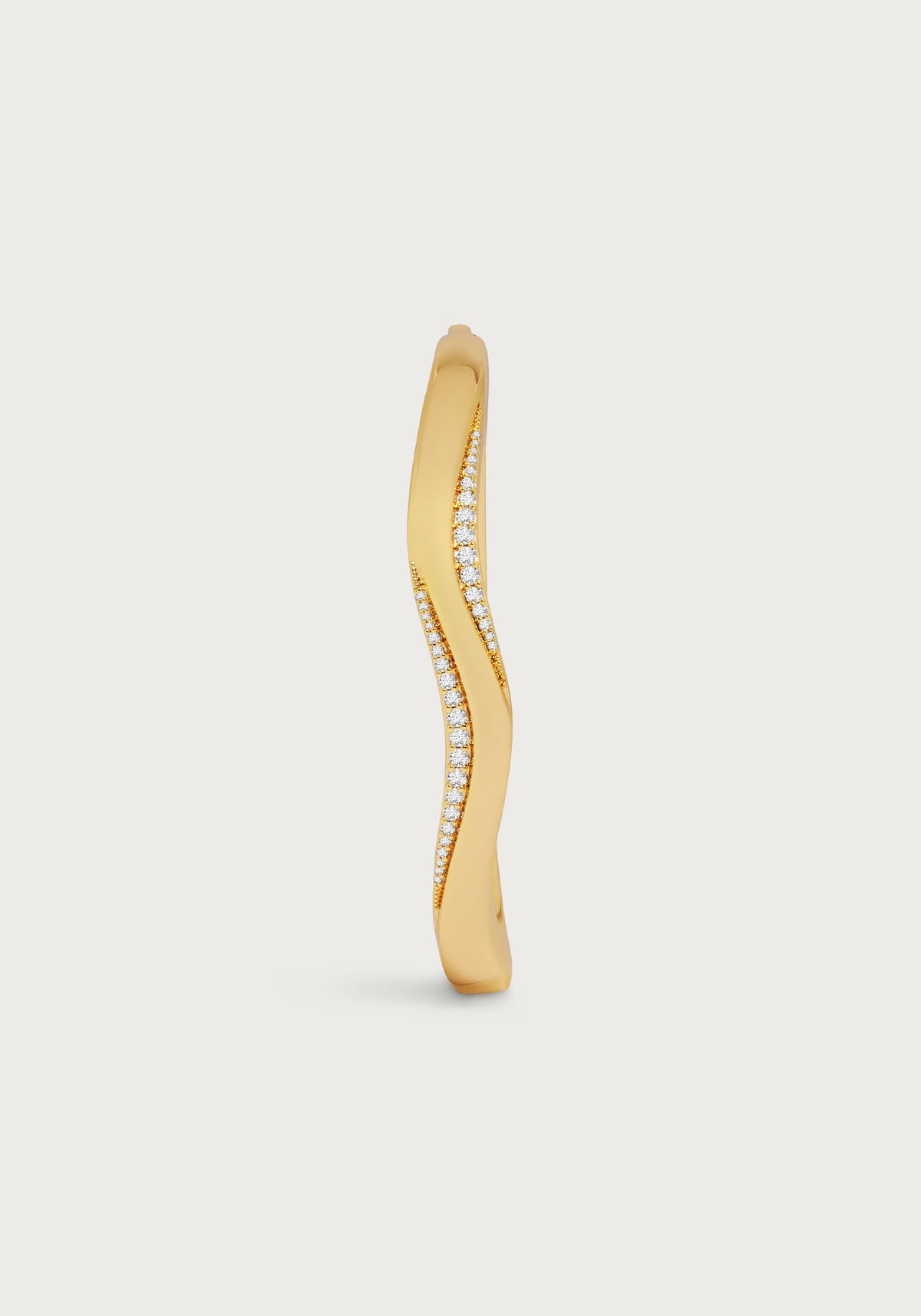 River Pave Slim Hinged Bangle, Gold