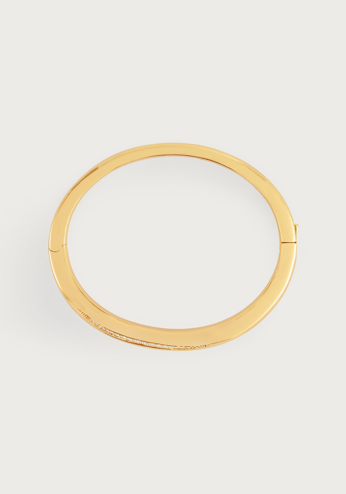 River Pave Slim Hinged Bangle, Gold