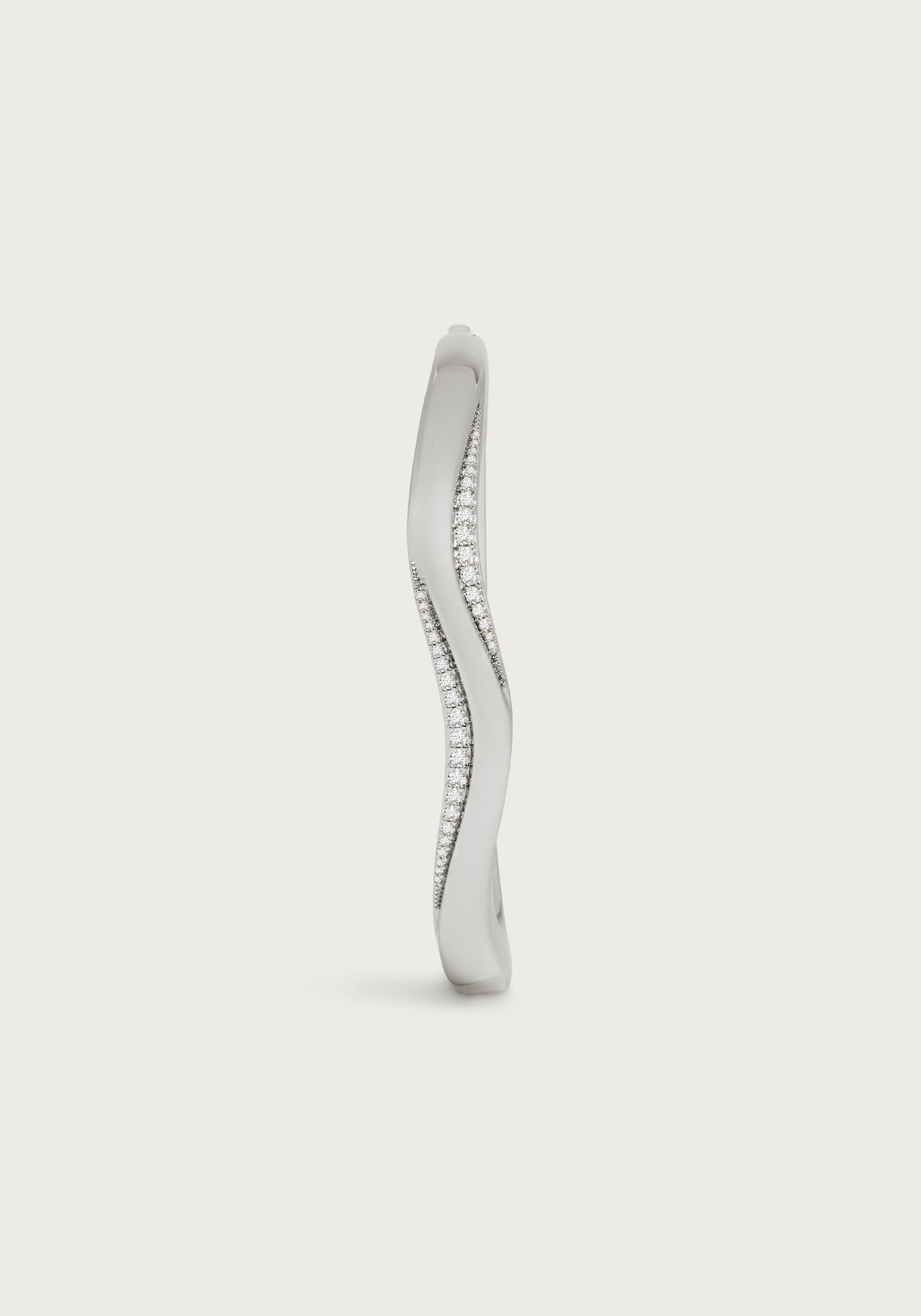 River Pave Slim Hinged Bangle, Silver