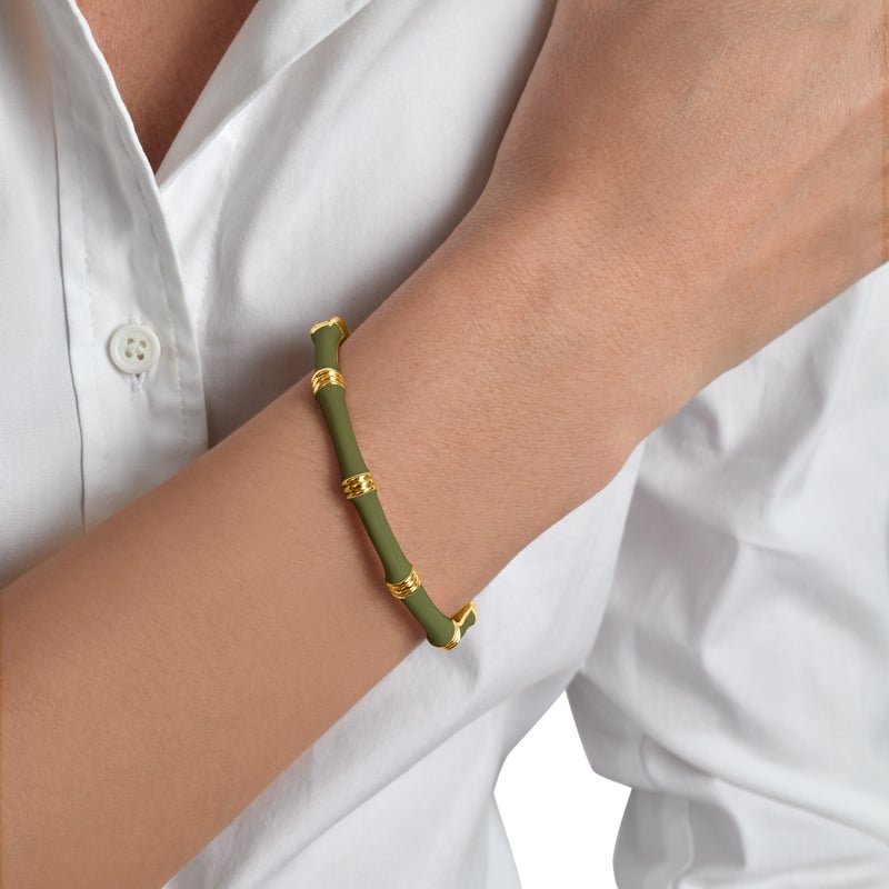 Bamboo Enameled Hinged Bangle