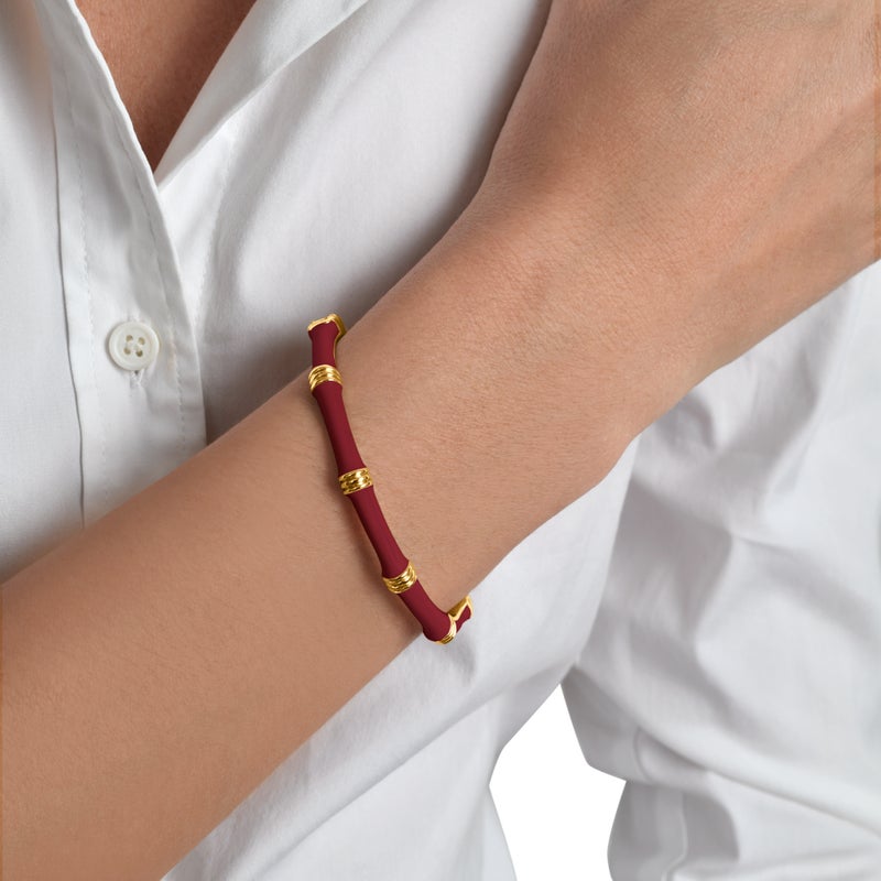 Bamboo Enameled Hinged Bangle