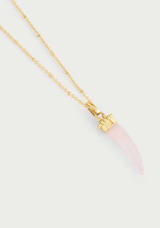 Milos Stone Horn Charm, Rose Quartz