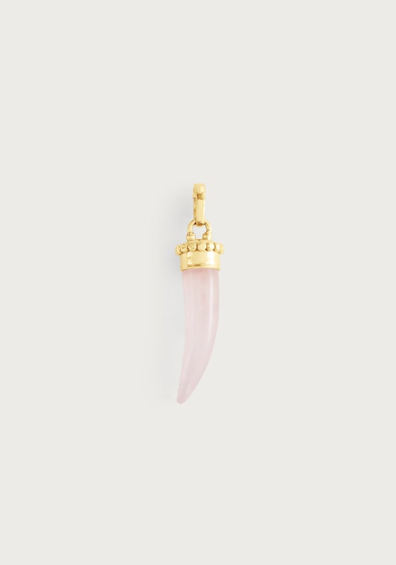 Milos Stone Horn Charm, Rose Quartz