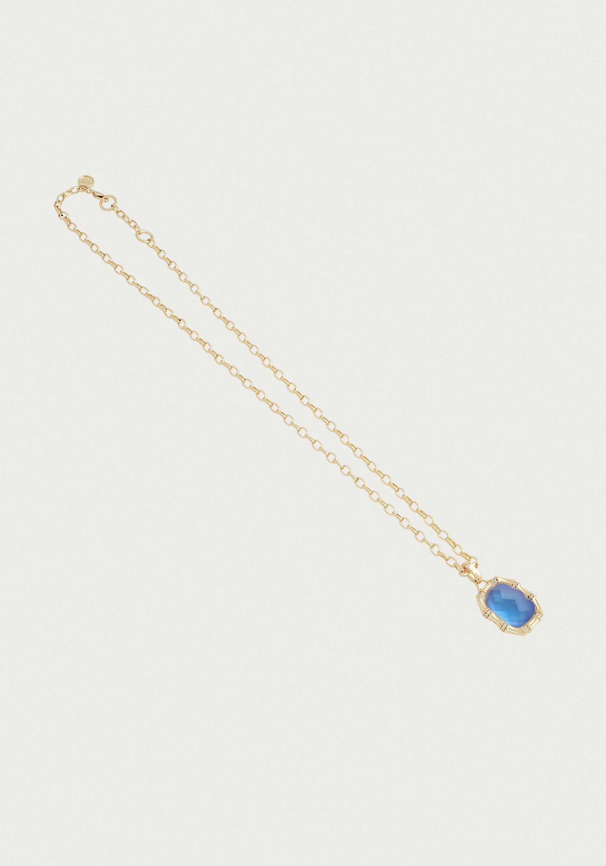 Bamboo With Stone Pendant Necklace - Gemstones