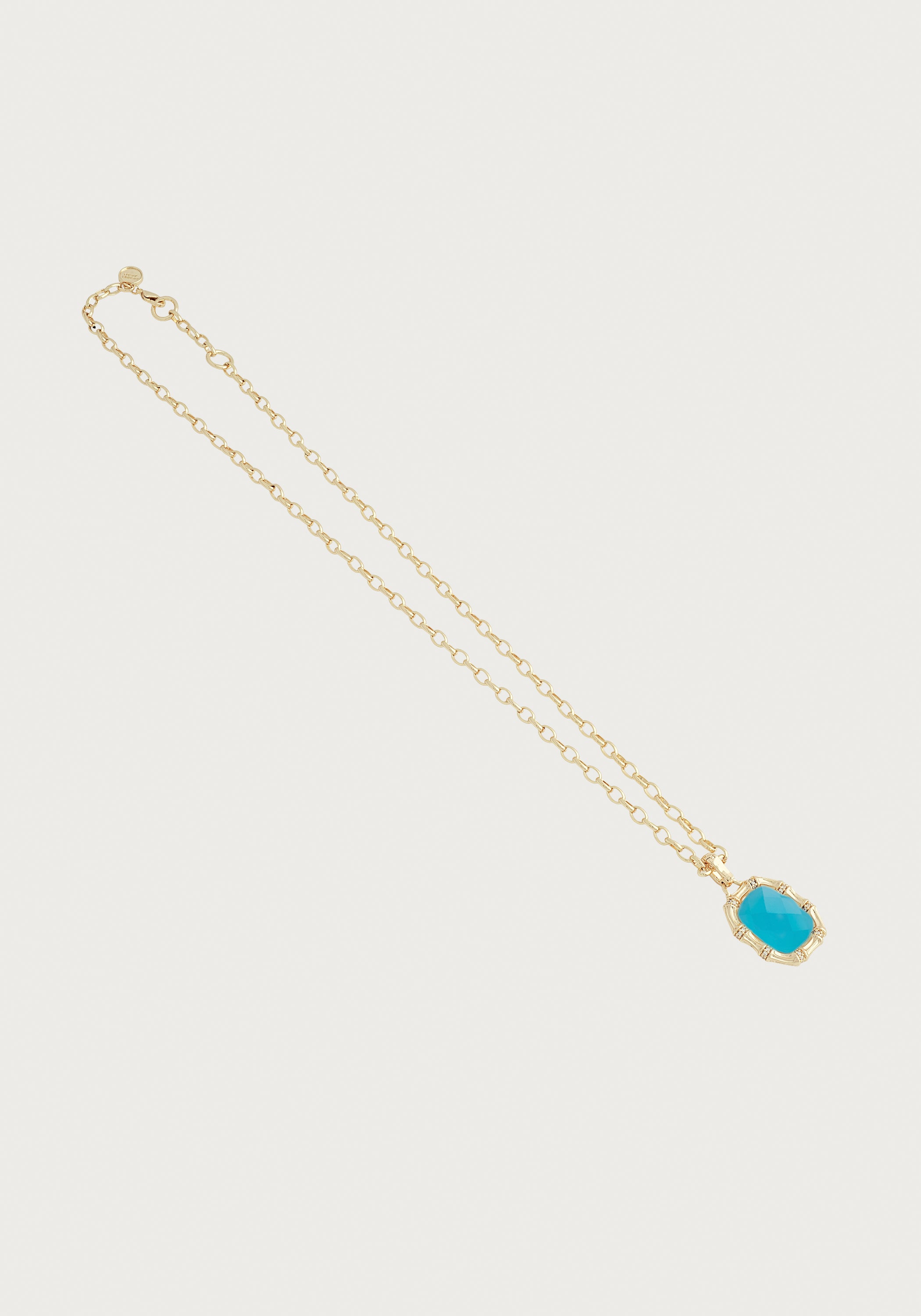 Bamboo With Stone Pendant Necklace - Gemstones