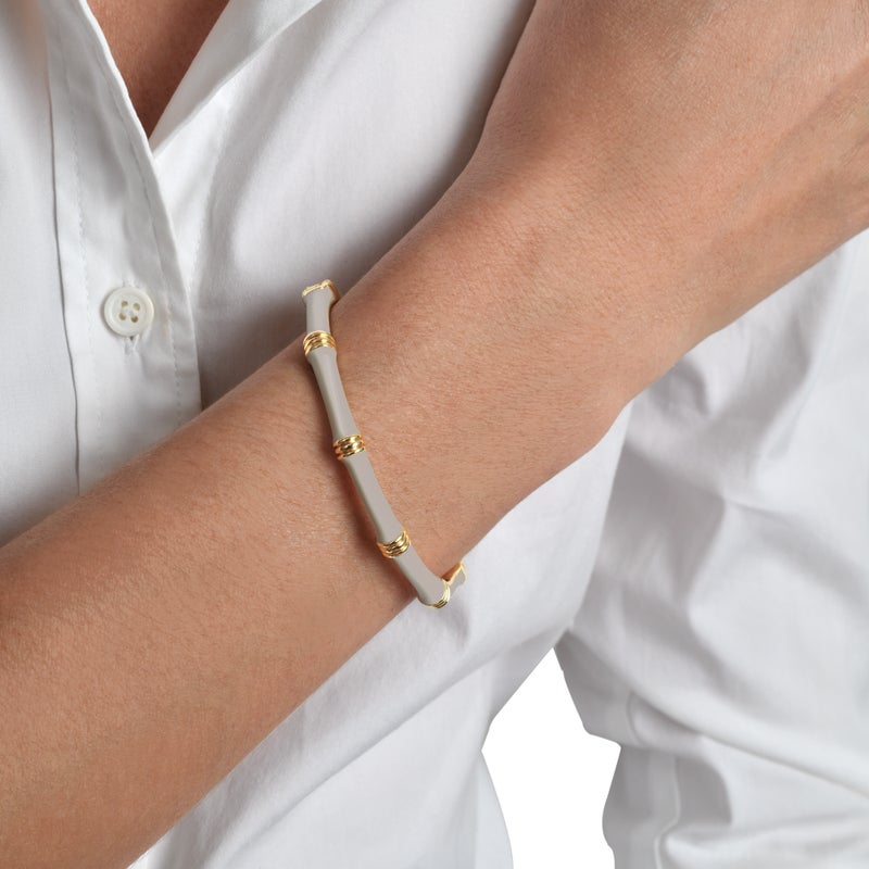 Bamboo Enameled Hinged Bangle