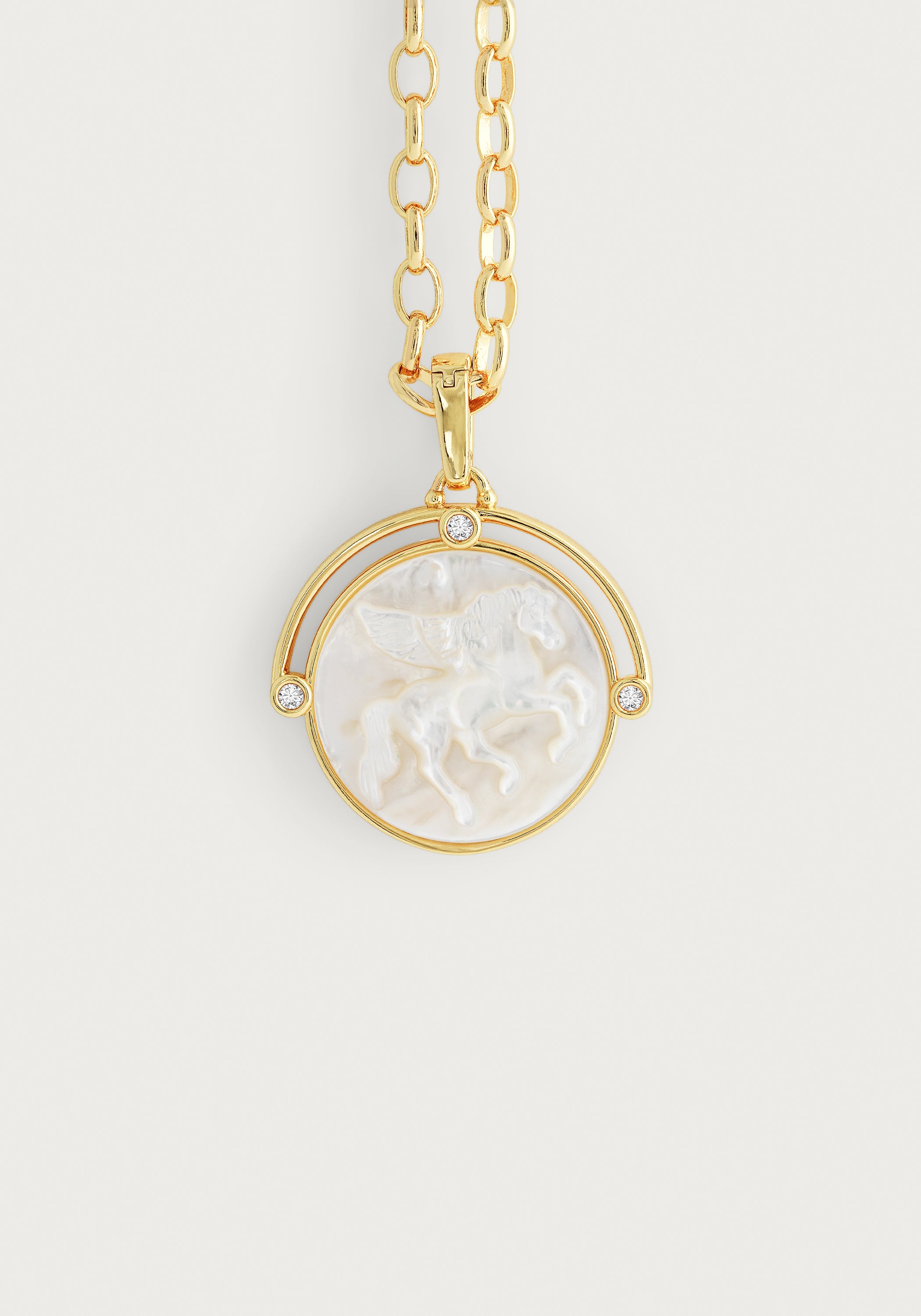 Pegasus Pearl Coin Pendant Necklace