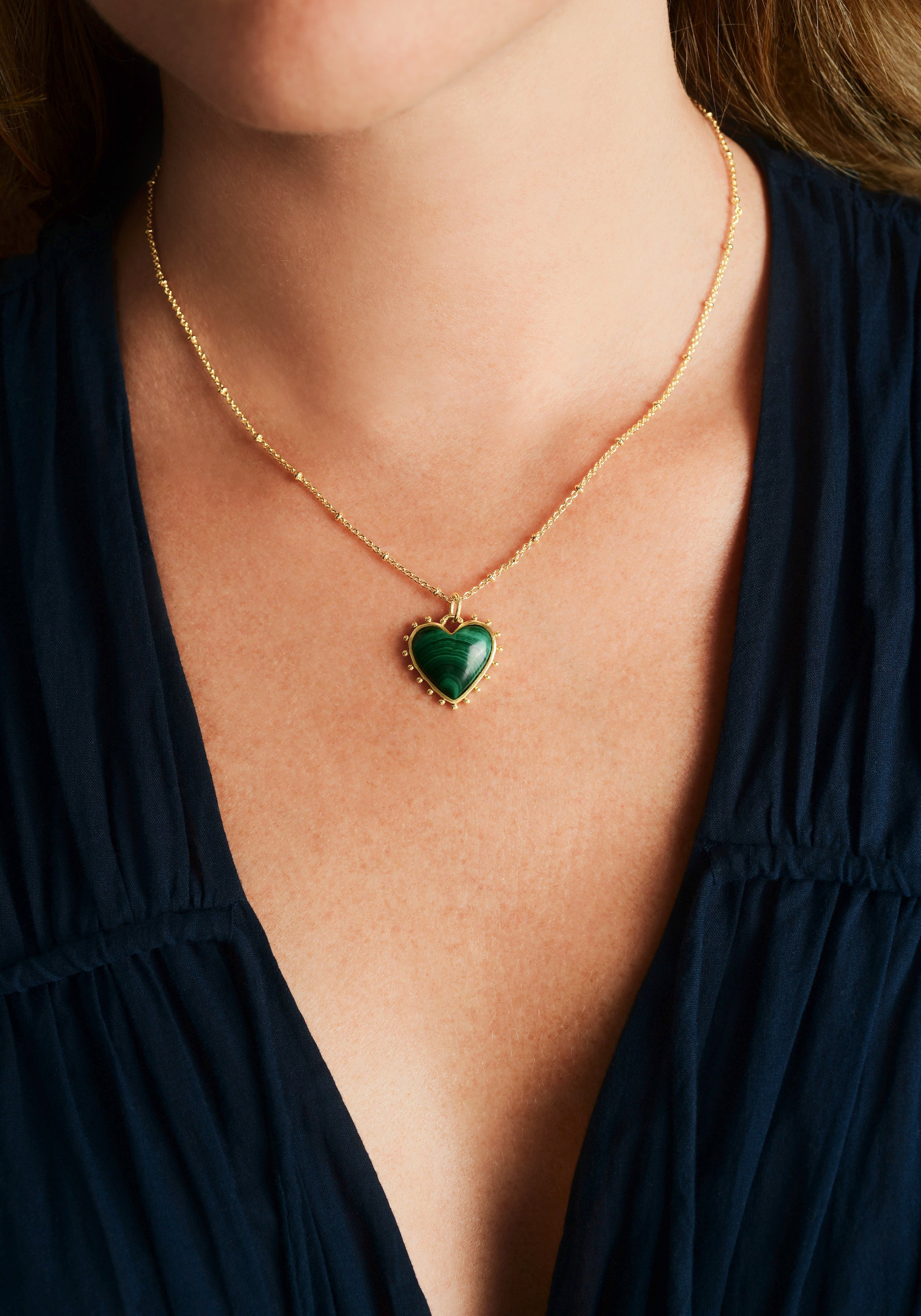 Heart With Stone Pendant Necklace