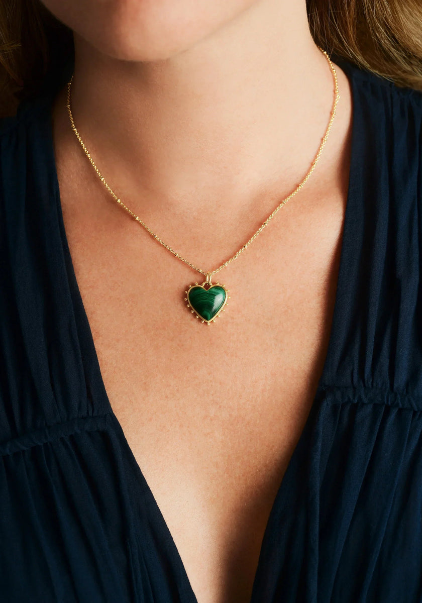 Heart with Stone Charm - Malachite - Anabel Aram