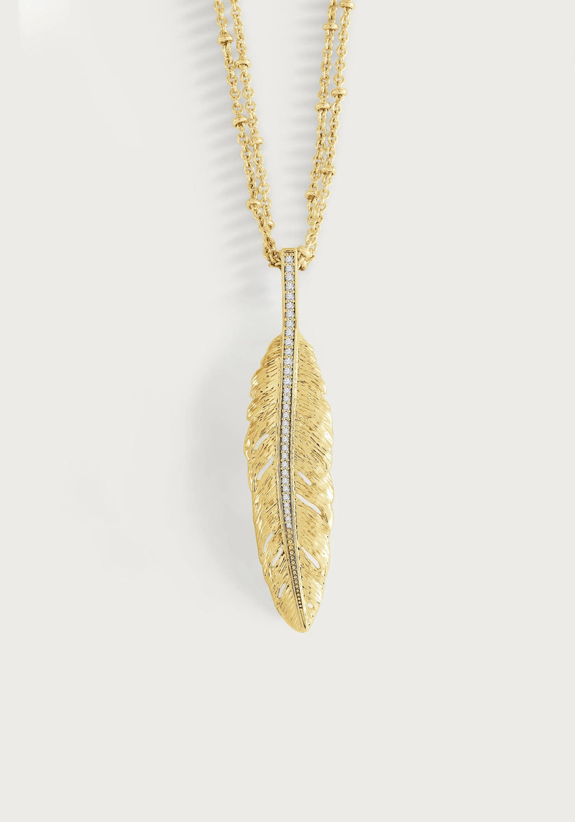Feather Large Pendant Necklace - Anabel Aram