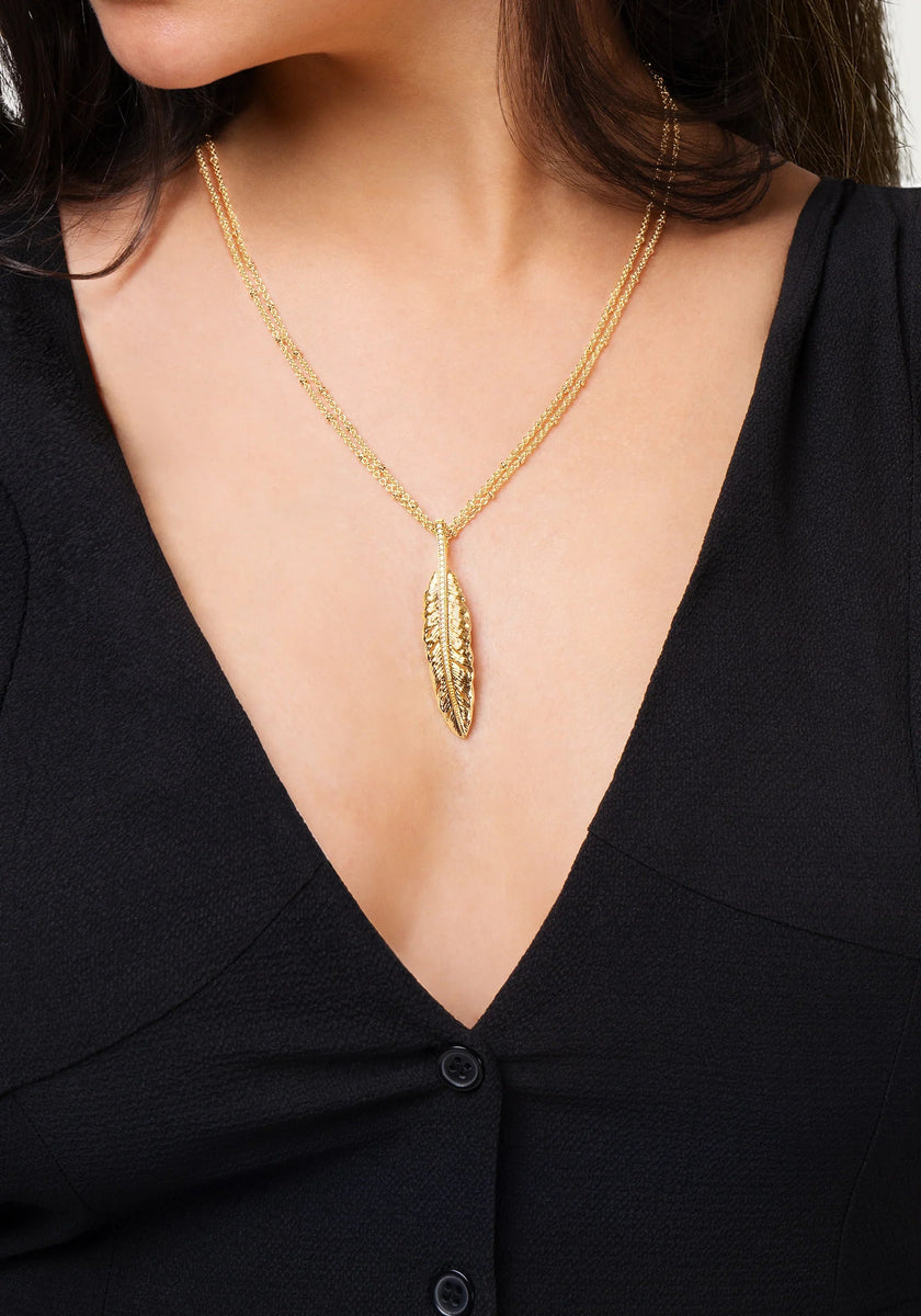 Feather Large Pendant Necklace - Anabel Aram
