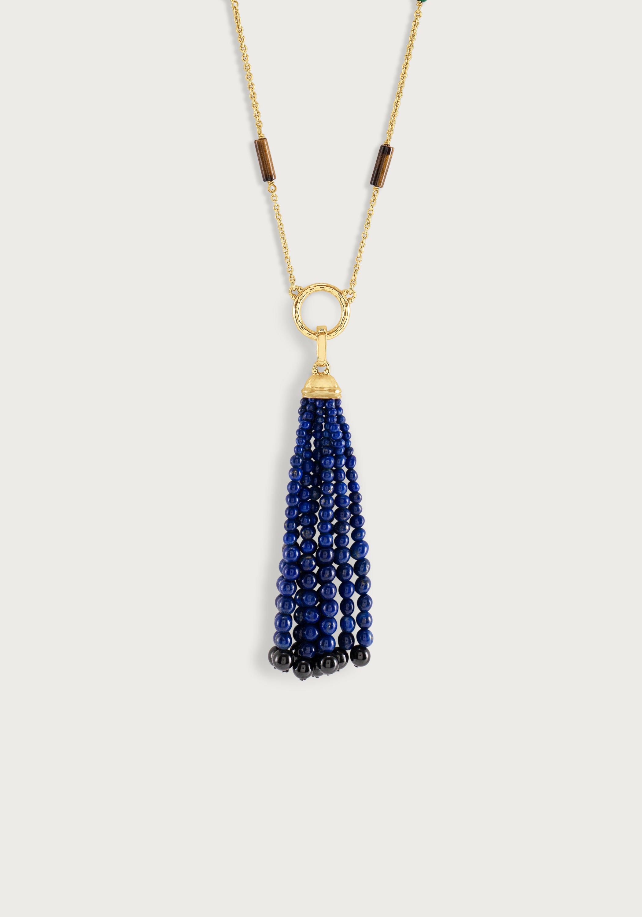 Forza Tassel Pendant, Lapis and Black Onyx