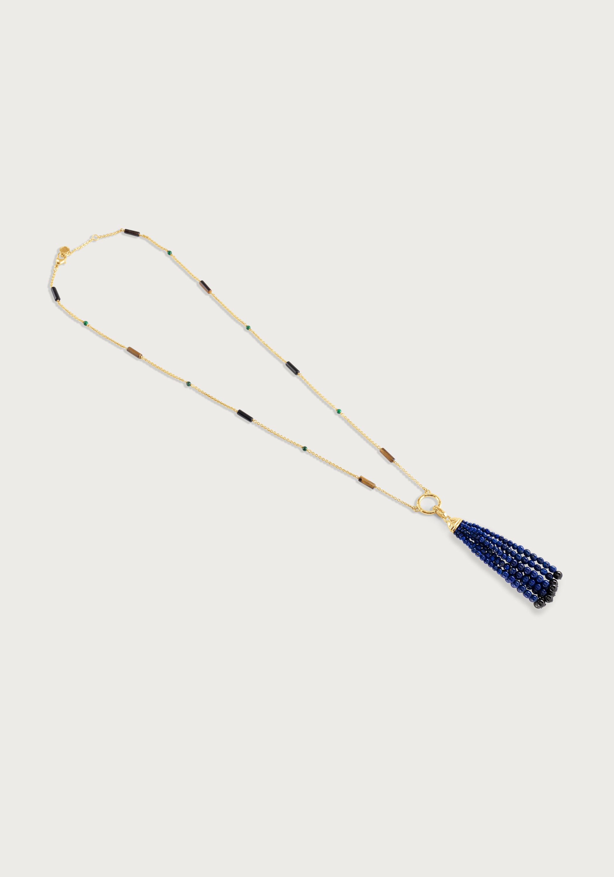 Forza Tassel Pendant, Lapis and Black Onyx