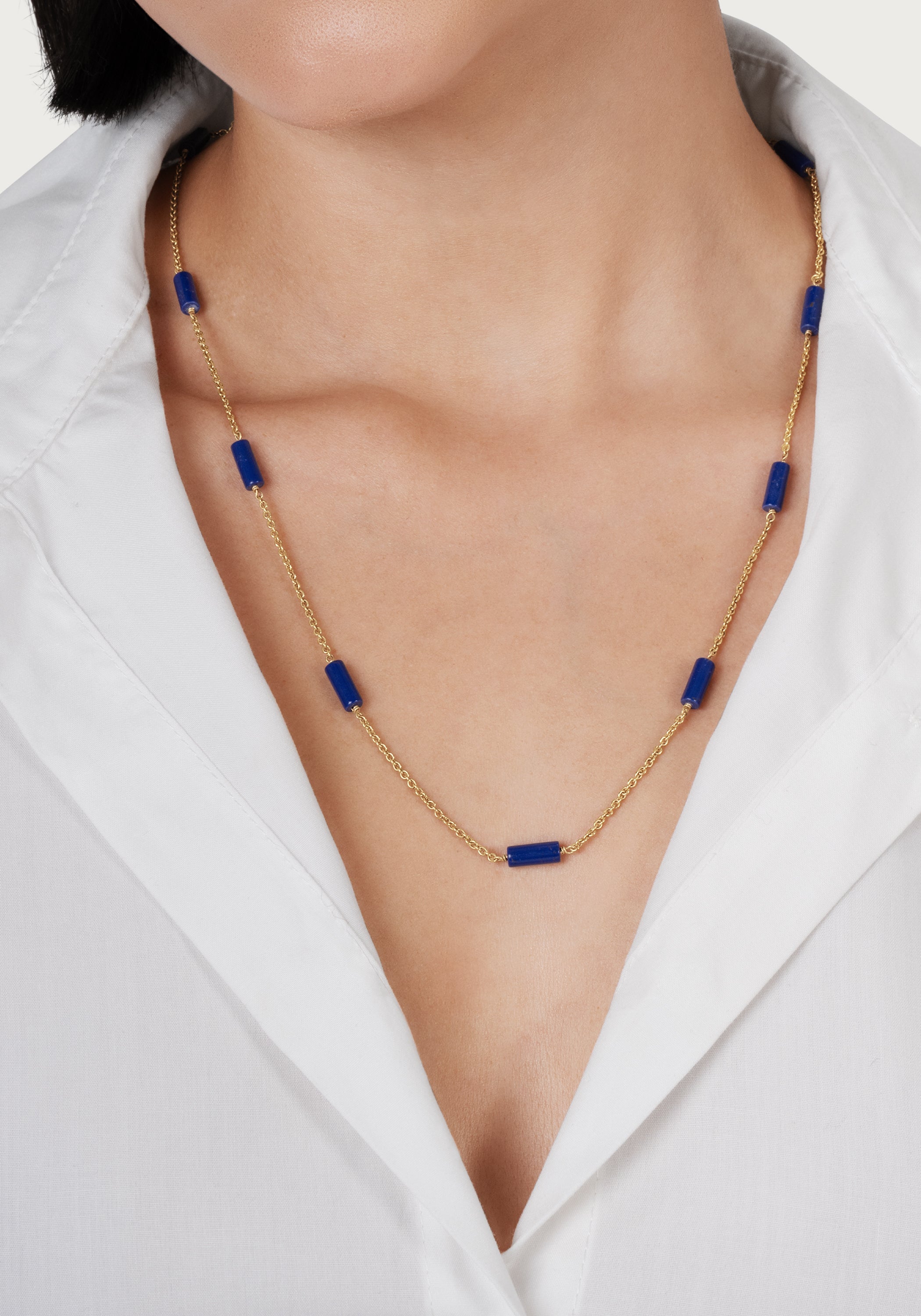 Forza Long Lapis Chain Necklace - Anabel Aram