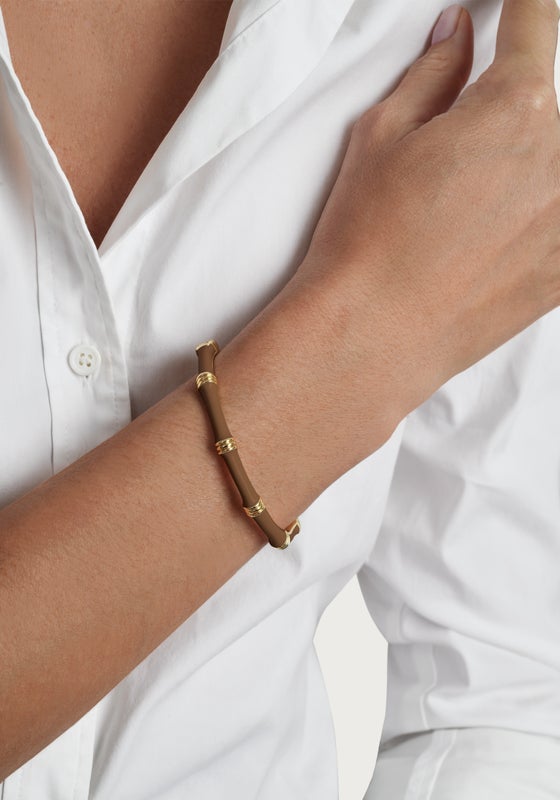 Bamboo Enameled Hinged Bangle