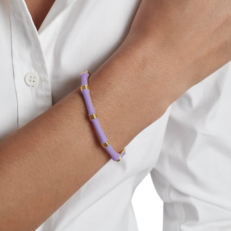 Bamboo Enameled Hinged Bangle