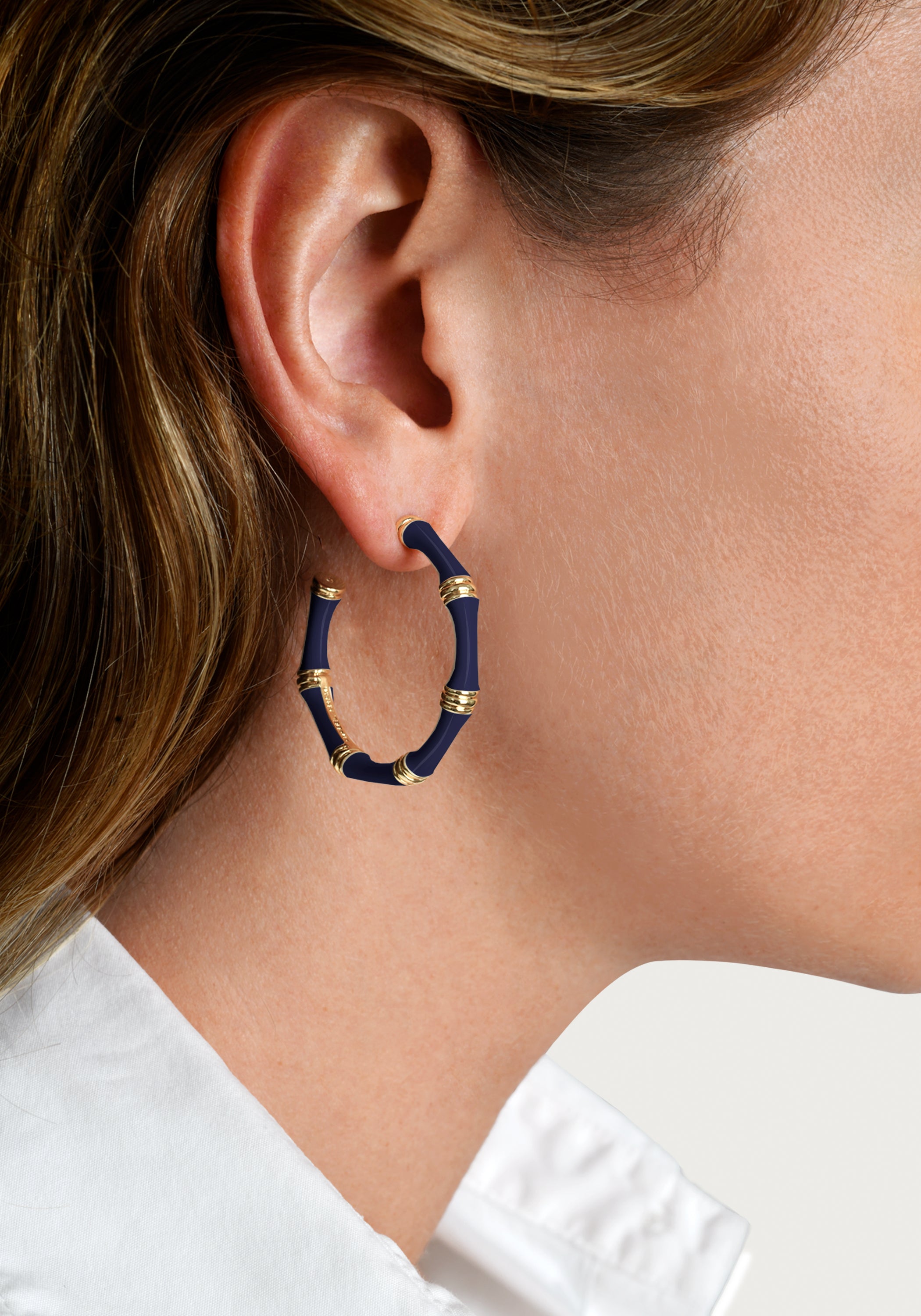 Bamboo Enameled Hoop Earrings – Anabel Aram