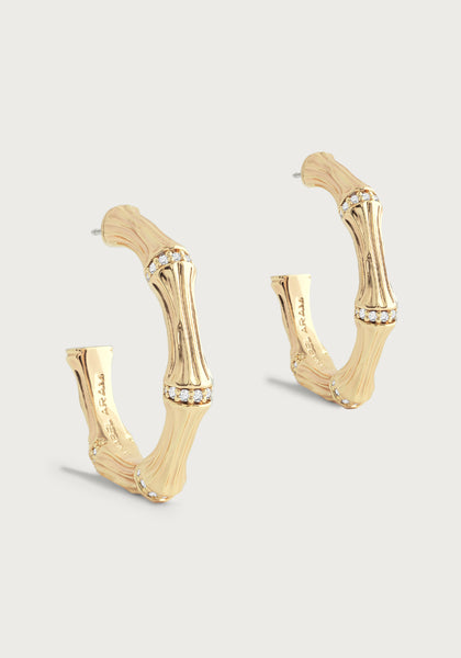 Bamboo Medium Hoop Earrings, Gold – Anabel Aram