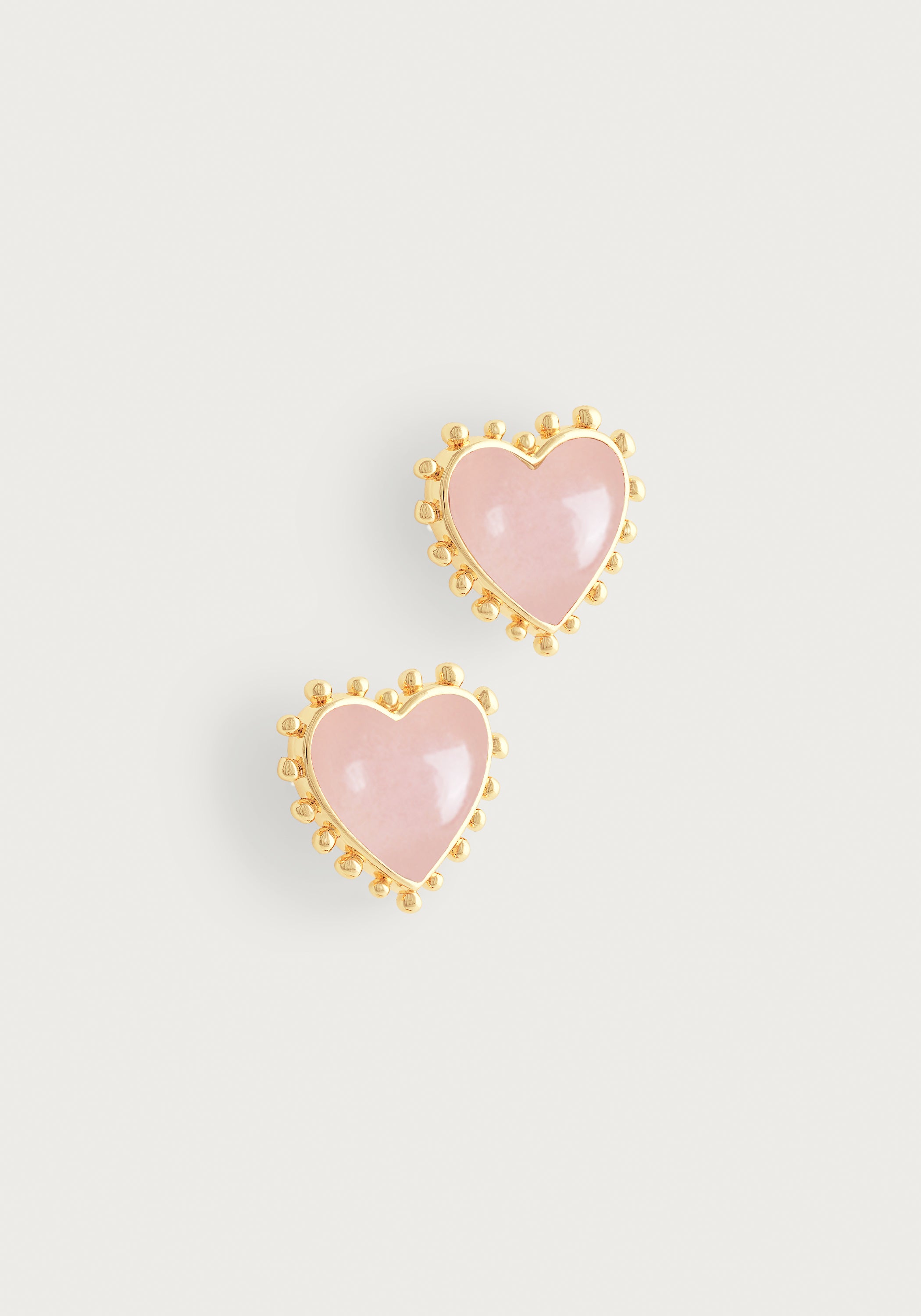 Heart With Stone Stud Earrings
