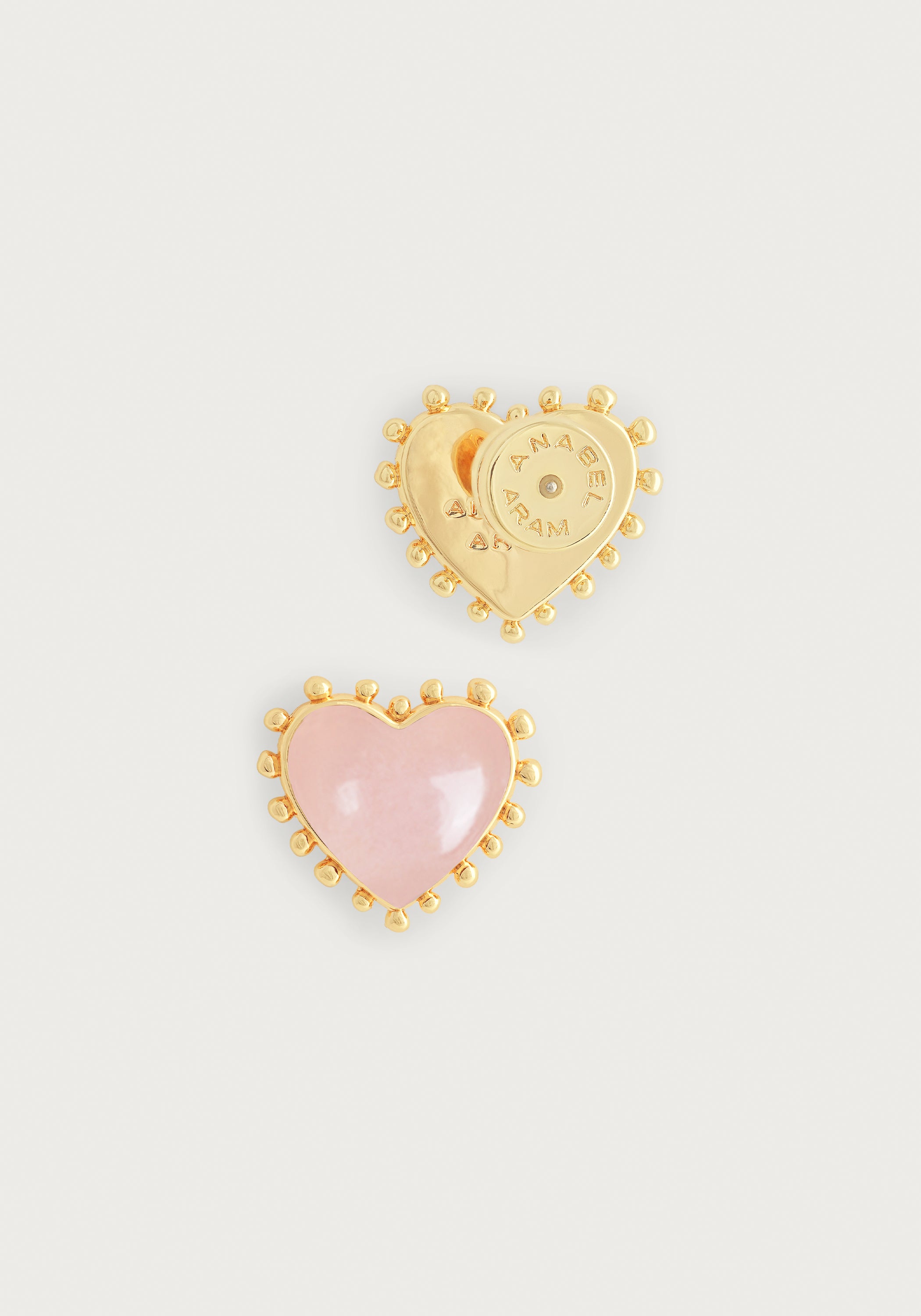 Heart With Stone Stud Earrings