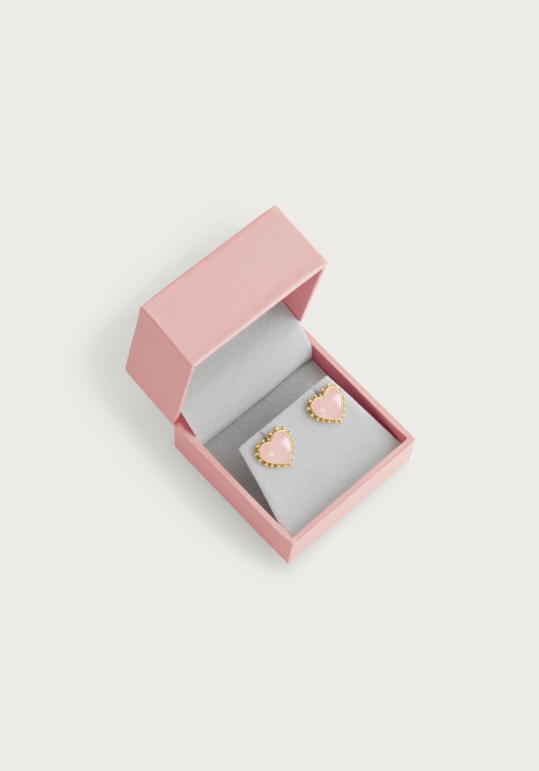 Heart With Stone Stud Earrings