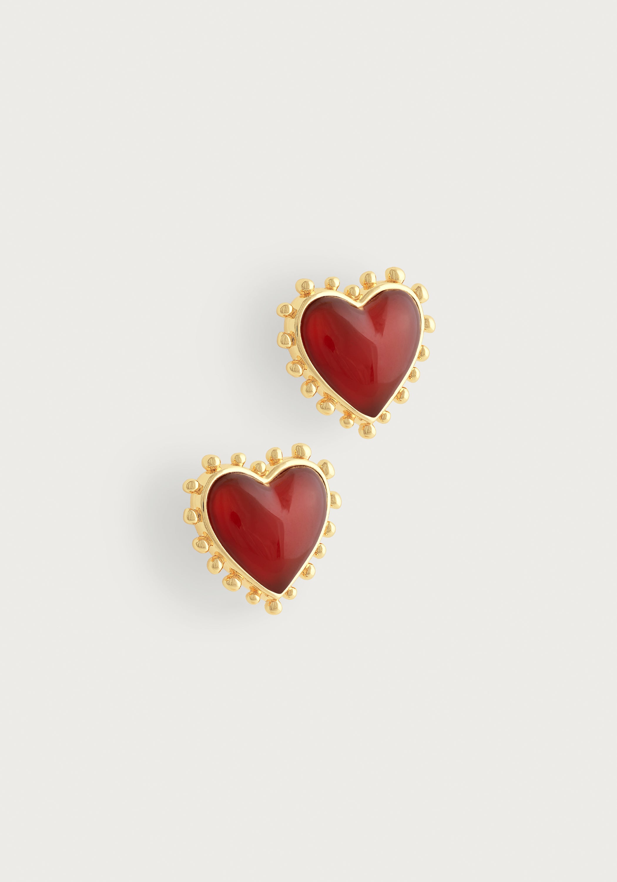 Heart With Stone Stud Earrings